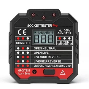 Testeur de Prise Indicateur de Tension LCD Testeur Électrique Portable GFCI avec Fuite... - Photo 1/9