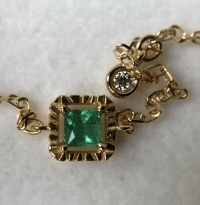 Star Jewelry Emerald Diamond Yellow Gold Bracelet K18 YG Greencolor stone Ladies - Picture 1 of 11