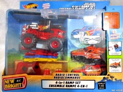Hot Wheels ~ Monster Trucks ~ Bone Shaker ~ R/C ~ 4-in-1 Body ~ Ramp Set 1:43  - Image 1 of 4