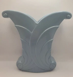 Vintage Abingdon USA Pottery Blue Art Deco #512 Ceramic Vase Flower Planter - Picture 1 of 10
