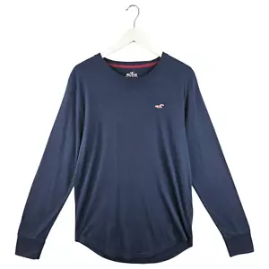 Hollister Mens Navy Blue Long Sleeve Crew Neck Long TShirt Top Size Medium M - Picture 1 of 9