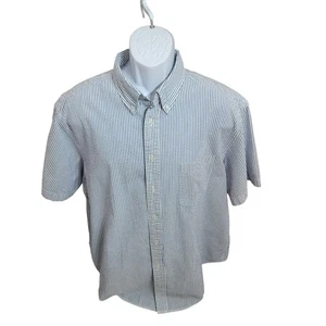 Roundtree & Yorke Searsucker Hemd, Herren XL, blau & weiß Nadelstreifen, Baumwolle, gebraucht, in einwandfreiem Zustand - Bild 1 von 12