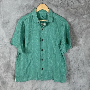 Tommy Bahama Shirt Mens Large Green Diamond Pattern Hawaiian Silk Casual Top - Picture 1 of 7