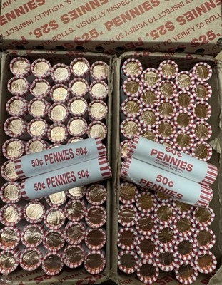 2025 P & 2025 D - 2024 P & 2024 D Lincoln Penny Roll / 1¢ Coin- 4 Full Rolls - Image 1 of 4