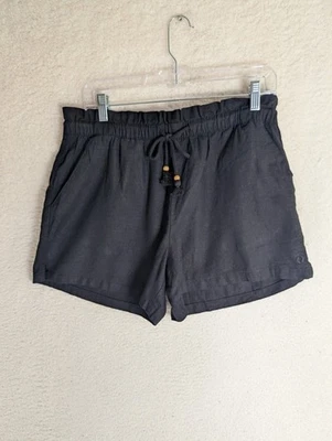 NEW Hang Ten Shorts Womens Medium Linen Blend Summer  Black Lightweight - Image 1 of 4