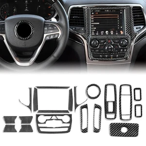 19Pcs Carbon Fiber Full Interior Kit Set Cover For Jeep Grand Cherokee 2011-2020 - Picture 1 of 12