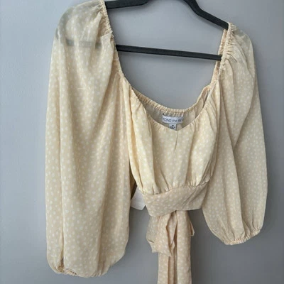 Crop Top Puffed Sleeve Medium Shirt Sheer Fairy Festival Beyond the Radar Boho - Image 1 of 4