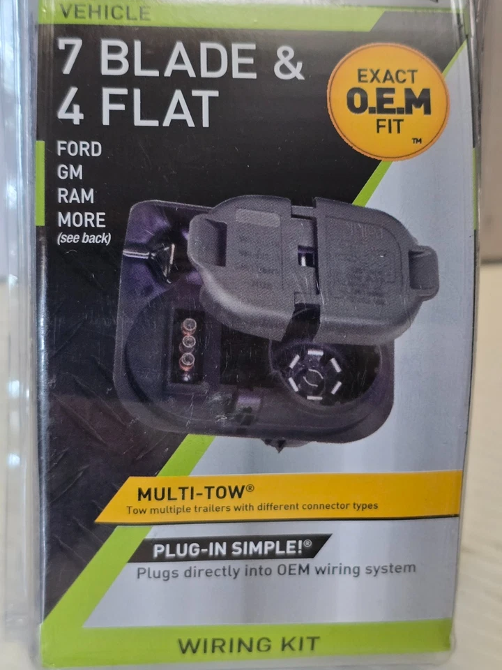 NEW HOPKINS 42145 7 BLADE 4 FLAT OEM PLUG-IN WIRING KIT FITS DODGE JEEP CHRYSLER — 第 1/2 张图片