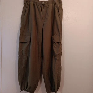 Lucky Brand Women's Parachute/Cargo Pants Sz L Olive Green Elastic Waist... - Picture 1 of 16