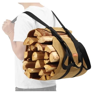 Firewood Carrier Bag Backpack, Waxed Canvas Wood Log Carrier for Firewood, He... - Picture 1 of 8