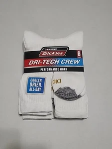 Dickies Größe 6-12 bequeme Crew-Arbeitssocken für Herren 6 Paar weiß Fußgewölbe Kompression - Bild 1 von 4