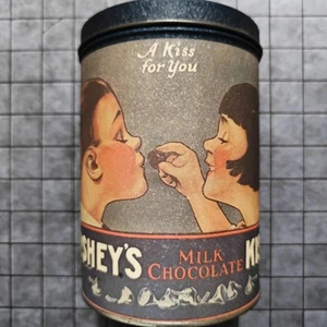 Vintage 1980 Hershey's Kisses Milk Chocolate Tin Can "A Kiss For You" - Picture 1 of 6