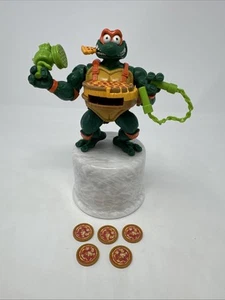 TMNT Ninja Turtles Pizza Tossin Mike And 5 Discs 1993 Playmates Vintage - Picture 1 of 7