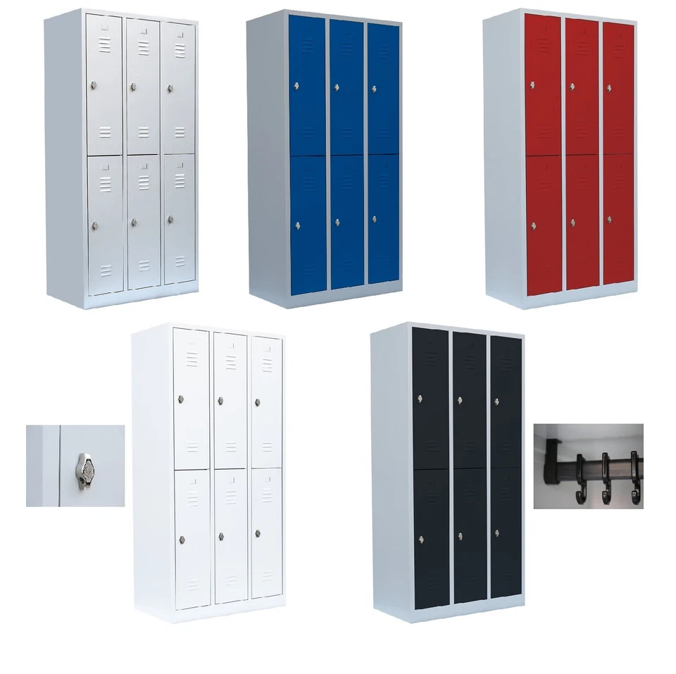 6er Umkleideschrank Spind Umkleidespind Garderobenschrank Spint kompl. montiert - Bild 1 von 1