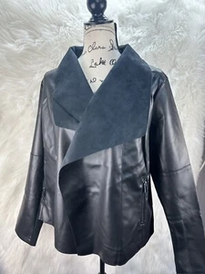 BAGATELLE GIACCA DRAPPEGGIO DONNA PLUS ECOPELLE Taglia 1X Colore Nero Nuova - Foto 1 di 7