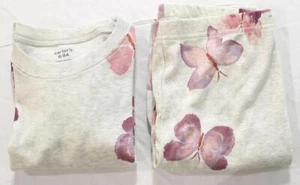 Carter's Girl's Long Sleeve & Pant Butterfly Printed Pajama Set EJ3 Gray Size 8 - Picture 1 of 8