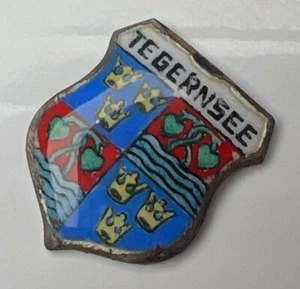 Dije colgante retro de plata de ley 925 Tegernsee Alemania esmalte cresta sin bucle - Imagen 1 de 10