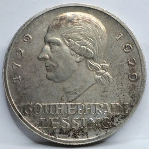 GERMANIA Weimar 3 marchi RM Reichsmark 1929 UNC Lessing Berlin Silver Eagle #A08 - Foto 1 di 6