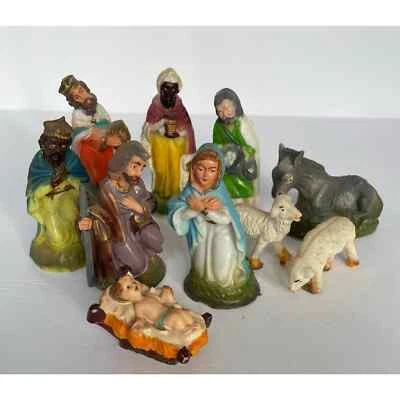 Vintage Plastic Celluloid Nativity Set Figurines 10 - Image 1 of 4