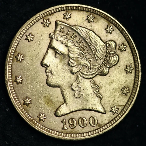 1900 Gold Liberty $5.00 Dollar Half Eagle CHOICE UNC FREE SHIPPING E398 JMAG Cover