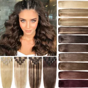 UK CLEARANCE Clip in Human Hair Extensions Full Head 100% Real Remy Hair CHEAP - Picture 1 of 87