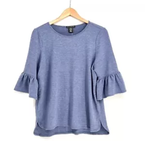 Adrianna Papell Longline Tunic Top Size Small Heather Chambray Ruffle Sleeve - Picture 1 of 6