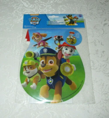 Paw Patrol Party Treat Bags Pack of 15 with ties (6" x 9") Wilton Nickelodeon  - Image 1 of 4