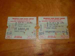 Indianapolis Untion Railway Company tickets 1965 1963 St Louis OKC - Picture 1 of 4