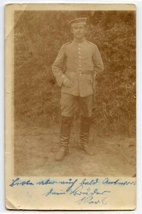 Portrait militaire allemand debout - CPA Ancienne photo an. 1910 - Imagen 1 de 1