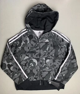 Girls Adidas Zip Up Jacket Hoodie Sweater Black Camo Large (14) New With Tags - Picture 1 of 10