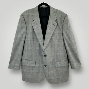 VINTAGE Burberrys Sport Coat Mens 42 R Black White Plaid Window Pane Wool USA - Picture 1 of 12