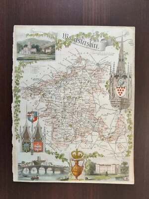 THOMAS MOULE ORIGINAL HAND COLOURED ANTIQUE MAP OF WORCESTERSHIRE- CIRCA 1850 - Image 1 of 4
