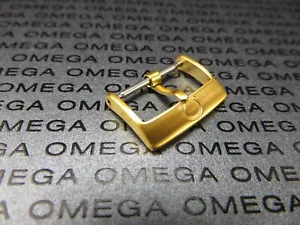 New 16mm Authentic OMEGA Stainless tang Buckle Gold Plated Brush 16 Brushed - Picture 1 of 2