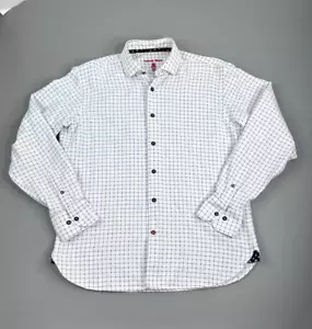 Visconti Black Window Pane Button Down Shirt Men's Medium White - Picture 1 of 15