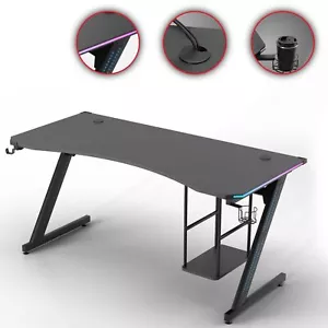 MY SIT Gaming Tisch LED Beleuchtung PC Schreibtisch Arbeitstisch Computertisch - Bild 1 von 7