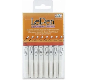 Marvy Uchida Le Pen Technical Drawing Assorted Tips 8/Pk Black Art Cartoon Anime - Picture 1 of 1