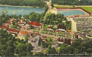 Postcard OH Cincinnati Airplane (Aerial) View Coney Island Amusement Park 1949? - Picture 1 of 1
