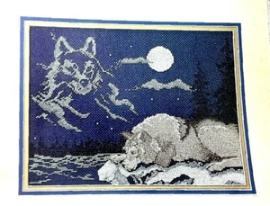 Cross Stitch Pattern NIGHT WATCH WOLF Moon Wildlife Theme Designer Licia Lewis - Picture 1 of 7