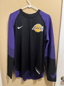 Nike Los Angeles Lakers Shirt Mens L Black Purple Engineered Warmup Long Sleeve - Picture 1 of 4