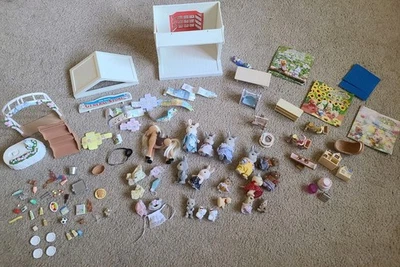 Vintage Sylvanian Calico Critters Lot 17 Figures Accessories Furniture More - Image 1 of 4