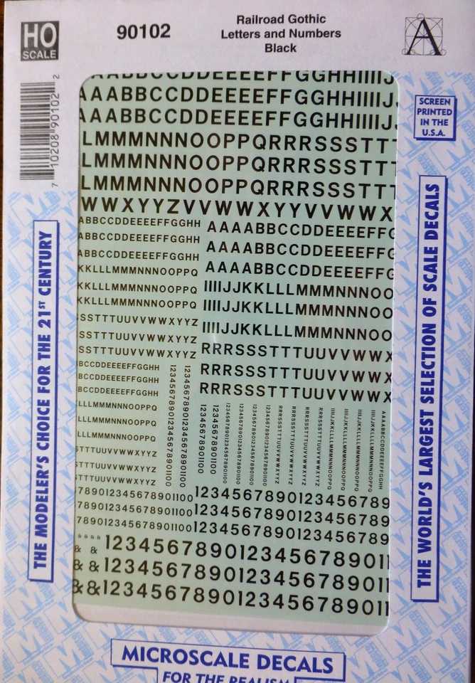 Calcomanía a microescala #90102 letras y números / gótico ferroviario - negro (escala HO) Foto 1 de 1