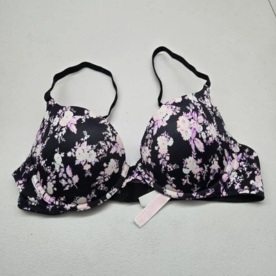 PINK Women Bra 36B Black Floral Pink Push Up Underwire Convertible - Image 1 of 4