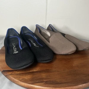 Lot de plates classiques bout rond Rothy’s - 2 paires (noir et beige) femme taille 7 - Photo 1/17