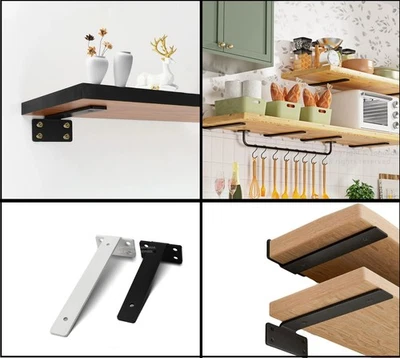 Floating Shelf Brackets Carbon Steel Wall Mount for Home Bathroom Kitchen - image 1 of 4
