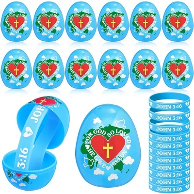 Juego 36 Pulsera Juan 3:16 Plástico Precargado Huevos de Pascua Religiosos Bas... Foto 1 de 4