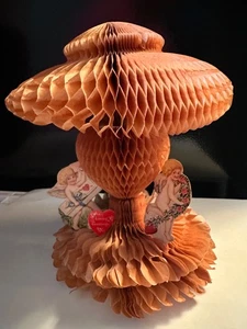 Vintage Valentine's Day honeycomb centerpiece USA Cupid Hearts 8" - Picture 1 of 11