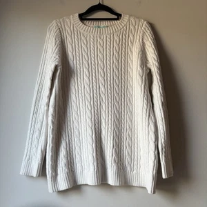 Blue Illusion Cable Jumper Womens XS White Knit Classic Sweater Cotton Cashmere - Picture 1 of 11