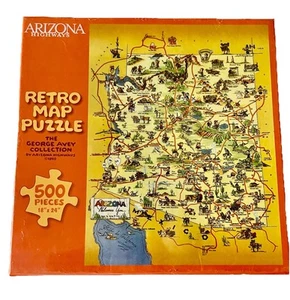 Arizona Highways Retro Map Puzzle The George Avey Collection 500 Pcs 18x24 NIB - Picture 1 of 5