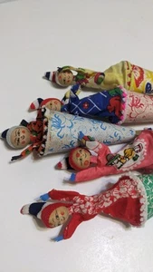 2 Vintage Puppet Pop Up Cone On Wood Stick Peekaboo Handmade Toys Old - Picture 1 of 2
