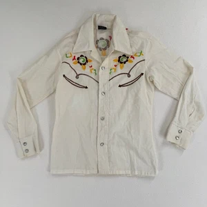 Vintage Border Town Kids Western Button Down Shirt Size 10 Cowboy Retro USA - Picture 1 of 14